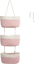 TeoKJ Over the Door Organizer, 3-Tier Woven Cotton Hanging Kitchen Baskets by TeoKJ