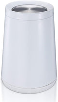 Household Swing White Bathroom Trash Can，Brushed Stainless Steel，10 L/3 by BRIEFHUMAN
