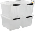 Asking 4-Pack Clear Large 50 L Plastic Storage Boxes, Plastic Storage Bins by Asking