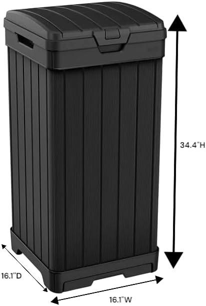Outdoor Trash Can with Hinged Lid, 33 Gallon Capacity, Built-in Handles - Image 2