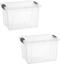 Superio Storage Bins with Lids- 2 Pack, 2.5 Qt Clear Boxes by Superio