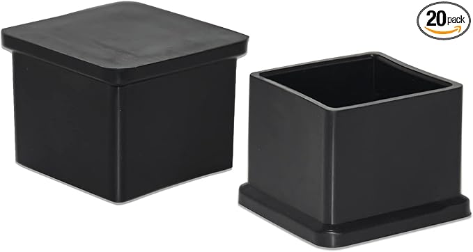 Flyshop 1-3/16" x 1-3/16", 30 mm x 30 mm Flexible PVC Chair Leg Caps Black by Flyshop