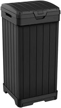Outdoor Trash Can with Hinged Lid, 33 Gallon Capacity, Built-in Handles by Unknown