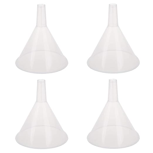 DEDC 4 Pack Clear Plastic Filter Funnel, Small Oil Funnels by DEDC