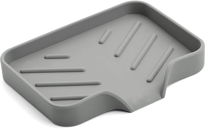 Sponge Holder with Drain Spout, Silicone Sponge Tray by Metopets