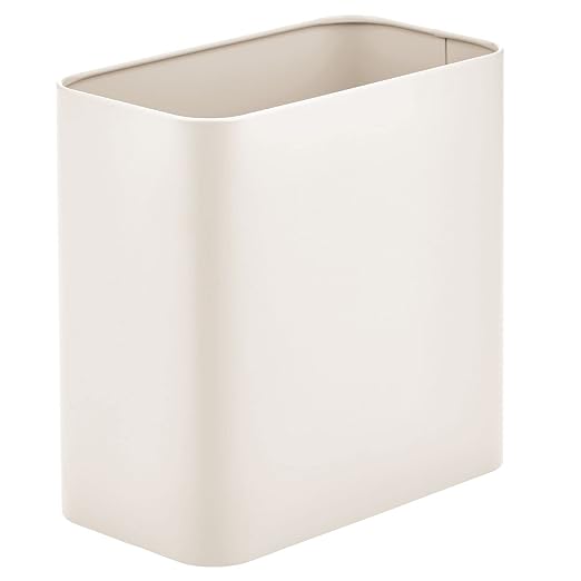 mDesign Small Metal 2.4 Gallon Trash Can Wastebasket Garbage Bin - Image 5