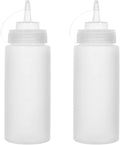 Squeeze Bottles for Sauces 2 Pack, 16 Ounce Plastic Dressing Squirt Bottles by Katfort