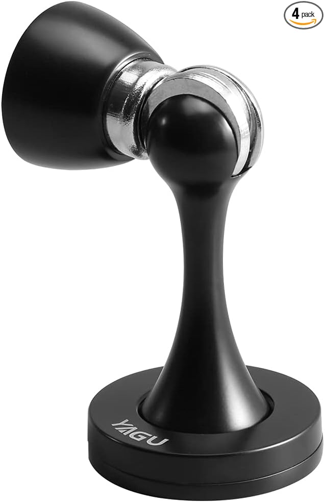YAGU Door Stopper 4 Pack Magnetic Door Stops, Zinc Alloy Matte Black Door Catch by YAGU