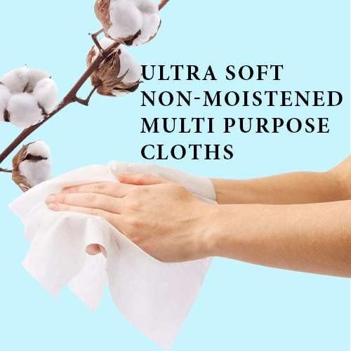 Disposable Dry Wipes, 50 Pack – Ultra Soft Non-Moistened Cleansing Cloths - Image 2