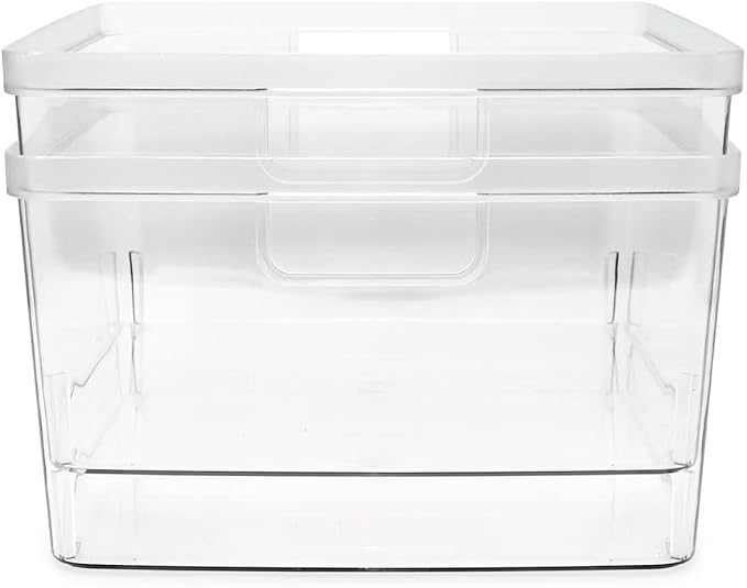 Isaac Jacobs 2-Pack Square Clear Storage Bins w/Cutout Handles, Plastic - Image 6