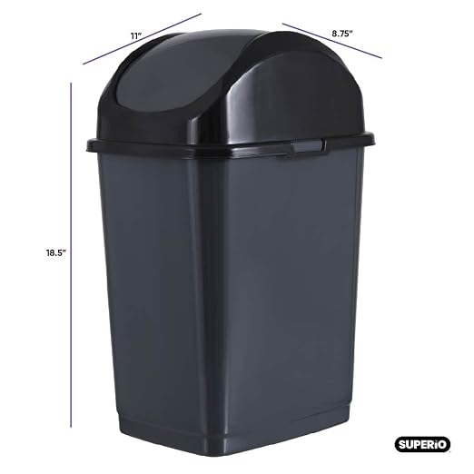Superio Medium Trash Can with Lid 4.5 Gallon Plastic Swing Top Garbage Can Slim - Image 2