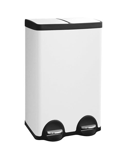 Dual Compartment Stainless Steel Trash Can, 16 Gallon / 60 Liters White Kitchen by JM%C2%B7YIPENG