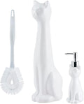 Allure Home Creation Cat 3-Piece Ceramic Toilet Brush Holder & Soap Dispenser by AllureHomeCreation