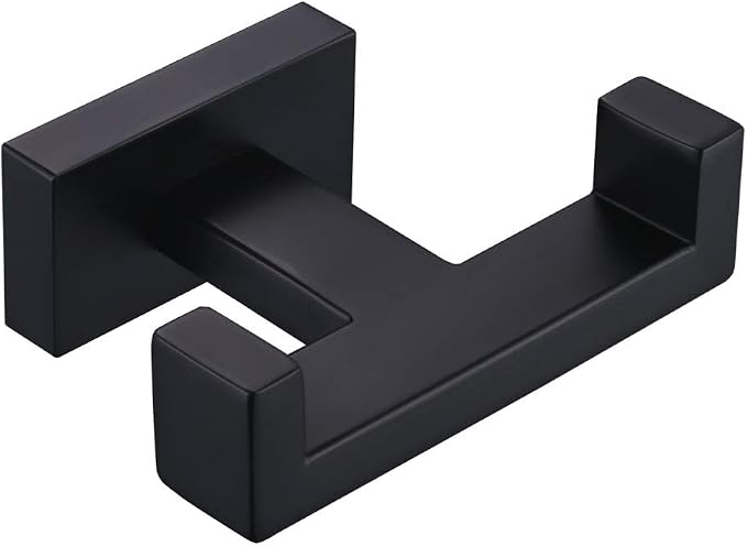 Angle Simple Double Towel Hook Matte Black, Stainless Steel Bathroom Towel by AngleSimple