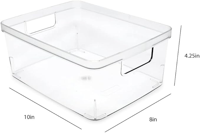 Isaac Jacobs 3-Pack Medium Clear Storage Bins w/Cutout Handles, Plastic - Image 3
