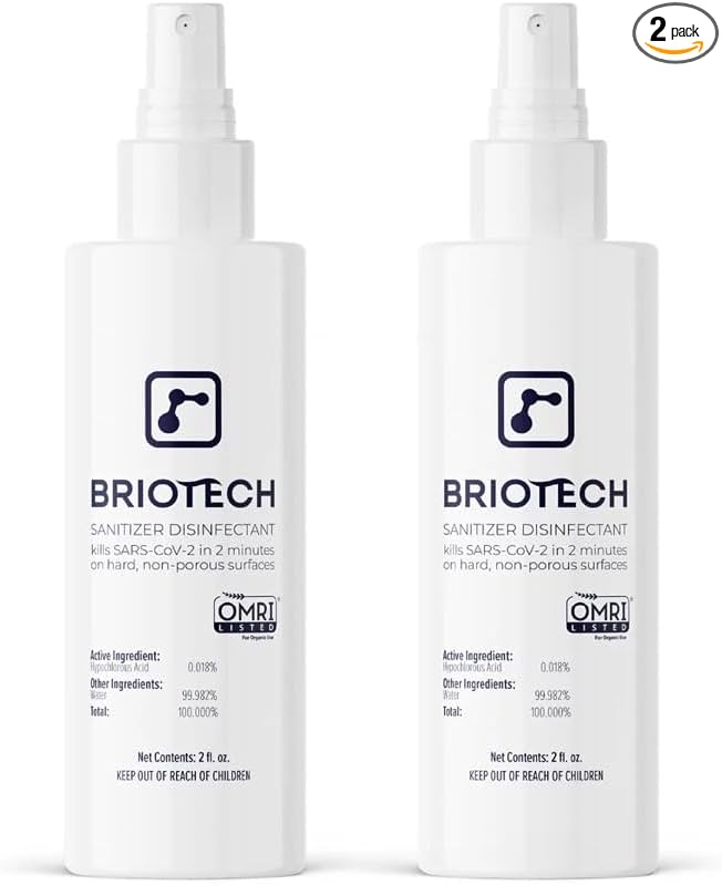 BRIOTECH Sanitizer Disinfectant Hypochlorous Spray, Kill 99.99% of Viruses & by BRIOTECHUSA