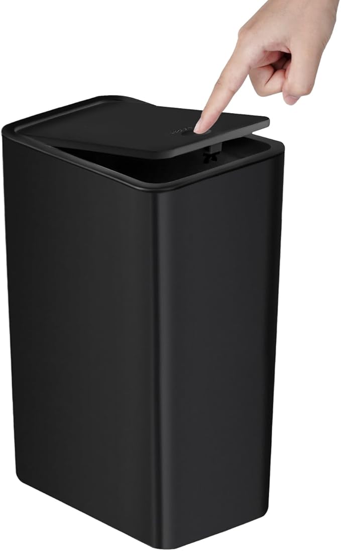 TIPGO Bathroom Trash Can with Lid, 10 Liter/ 2.6 Gallon Slim Garbage Can by TIPGO
