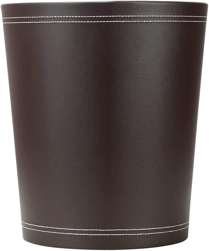 KINGFOM Classic Pu Leather Trash Can Wastebasket, Garbage Container Can - Image 2