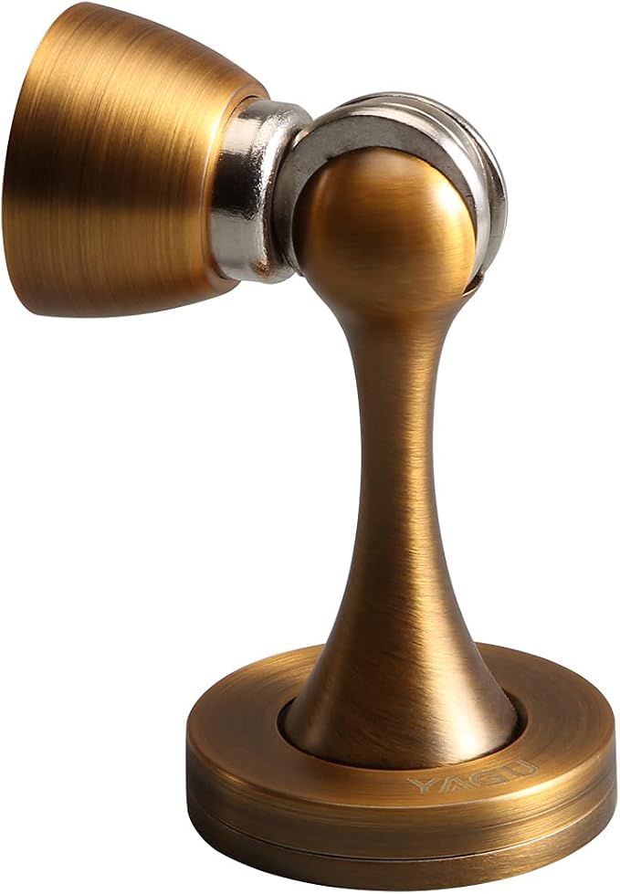 YAGU Magnetic Door Stoppers 2 Pack, Zinc Alloy Antique Brass Door Stops Magnet by YAGU