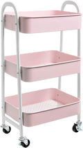 AGTEK Makeup Cart, Movable Rolling Organizer Cart, 3 Tier Metal Utility Cart by AGTEK