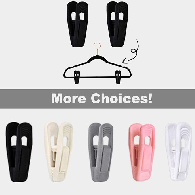 Black Velvet Hangers Clips 40 PCS, Pants Hangers Velvet Clips Easily Add to - Image 9