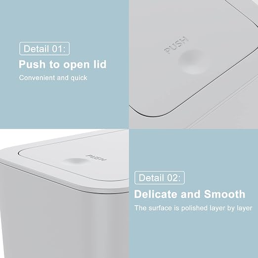 N. NETDOT 3 Pack 10 Liter / 2.6 Gallon Bathroom Trash Can, Small Trash Can - Image 6