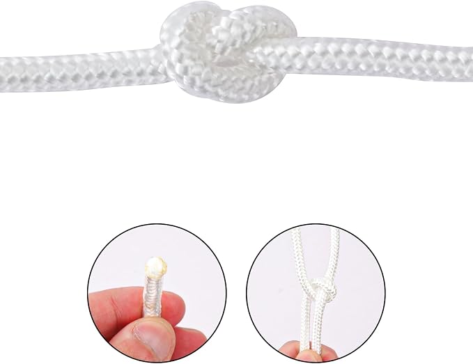 500 Feet 1/4 Inch White Polyester Rope, 6 mm Polypropylene Utility Rope - Image 3