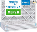 Aerostar 18x30x1 MERV 8 Pleated Air Filter, AC Furnace Air Filter, 6 Pack by AirFiltersDelivered