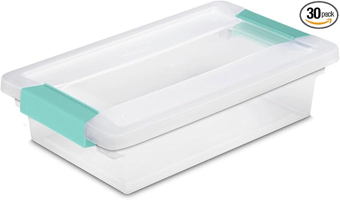 Sterilite 30-Pack Clip Box, Stackable Clear Plastic Bins by Sterilite
