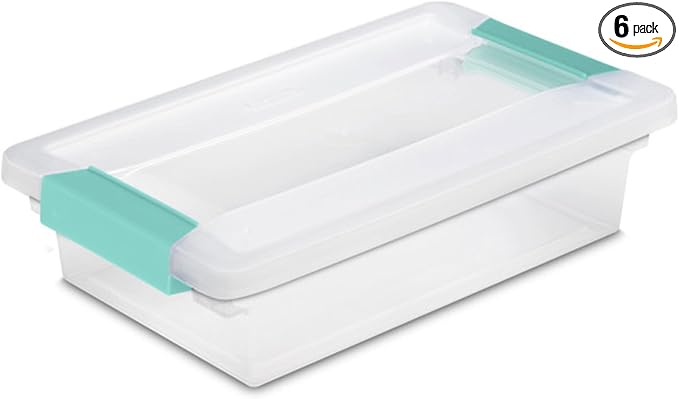 Sterilite 6-Pack Clip Box, Stackable Clear Plastic Bins by Sterilite