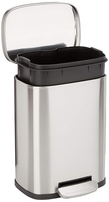 Amazon Basics Smudge Resistant Mini Rectangular Trash Can by AmazonBasics