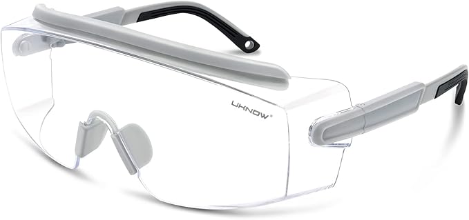 UKNOW Safety Goggles Over Glasses, Safety Glasses Anti Fog Wraparound Eye by UKNOW