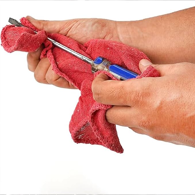 Auto Mechanic Shop Towels, 12 Pack Red - Image 6