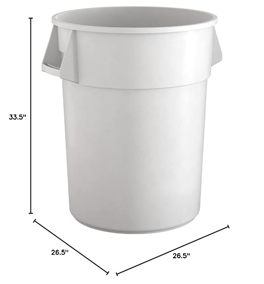 55 Gallon White Round Commercial Trash Can - Image 5