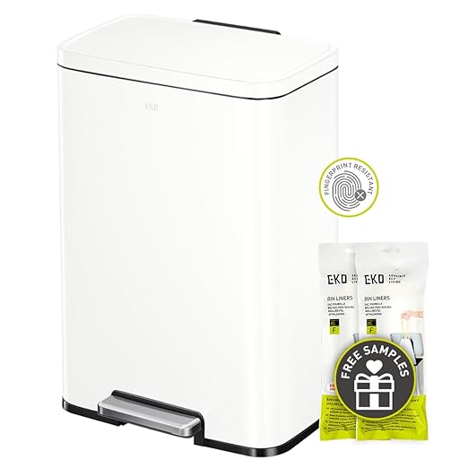 EKO Madison Matte White 50 Liter/13.2 Gallon Step Trash Can by EKO