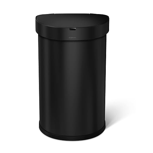 simplehuman 45L semi-Round Sensor can, Matte Black Steel - Image 3
