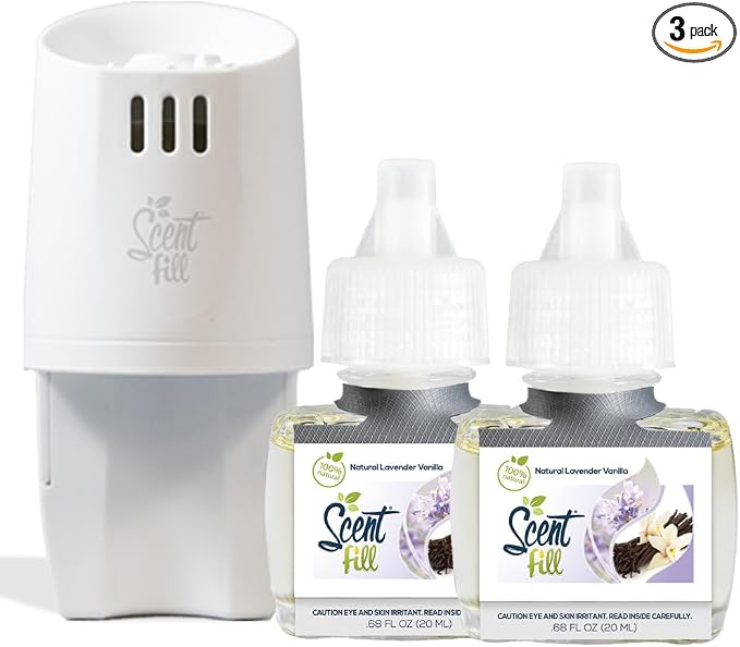 Scent Fill 100% Natural Lavender Vanilla Plug in Air Freshener, Scented Oil by ScentFill