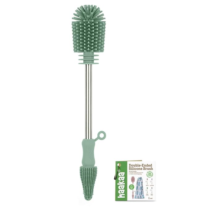 haakaa Cleaning Brush Silicone Bottle Brush Double-Ended Soft Silicone Bristles by haakaa