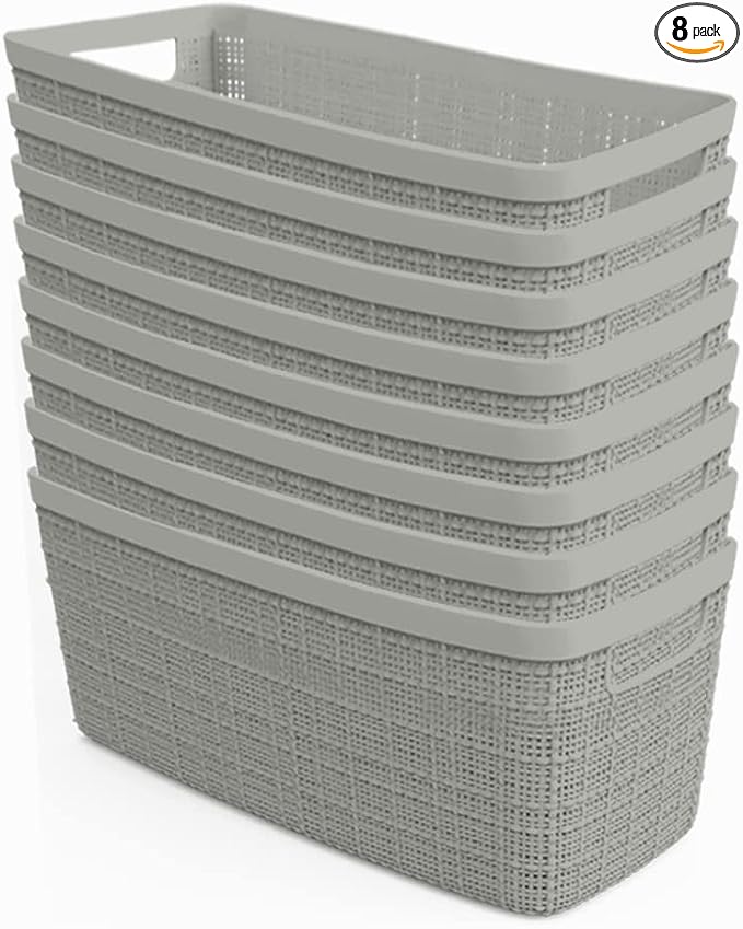 Curver Jute Decorative Plastic Organization and Storage Basket Perfect Bins by Curver