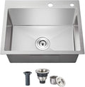 23x18 Inch Kitchen Sink, Handmade 304 Stainless Steel Sink, Topmount by OUGOO