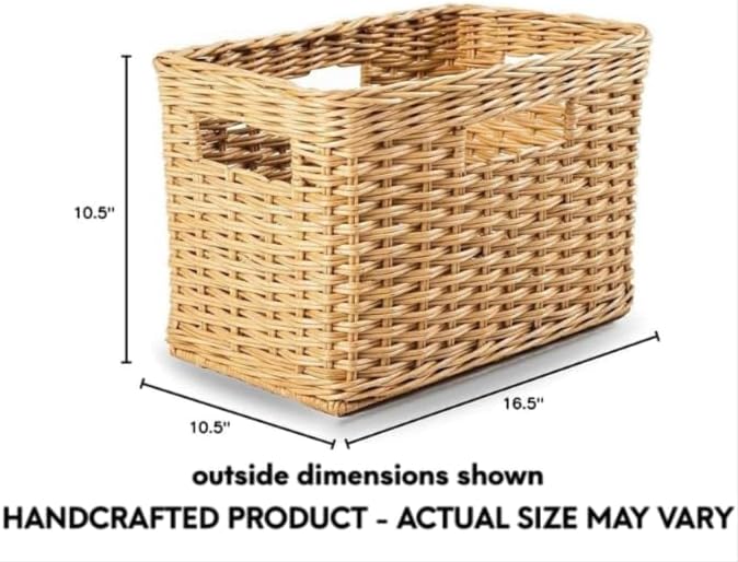 The Basket Lady Tall Rectangular Wicker Storage Basket, 16.5 in L x 10.5 in W x - Image 7