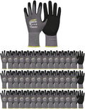 LOCCEF Work Gloves MicroFoam Nitrile Coated-6 Pairs, Seamless Knit Nylon Gloves by LOCCEF