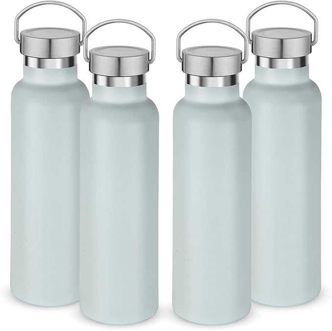 Neihepal 20 oz Insulated Water Bottles Bulk 4 Pack, Stainless Steel Double Wall by Neihepal