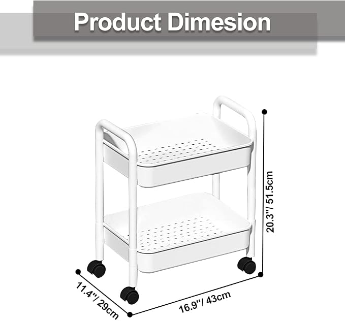 Melody House 2-Tier Utility Rolling Cart Storage Organizer Sofa Side Table - Image 7