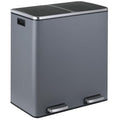 16 Gallon Rectangular Stainless Steel Trash Can, Dual Compartment Garbage Bin by ComfyCorner
