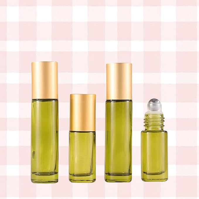 10 Pack Glass Roller Bottles for Essential Oils, 10ml Green Roll on Bottles - Image 3