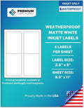 Premium Label Supply Waterproof Matte White Sticker Labels – 3.5" x 5" – Inkjet by PremiumLabelSupply