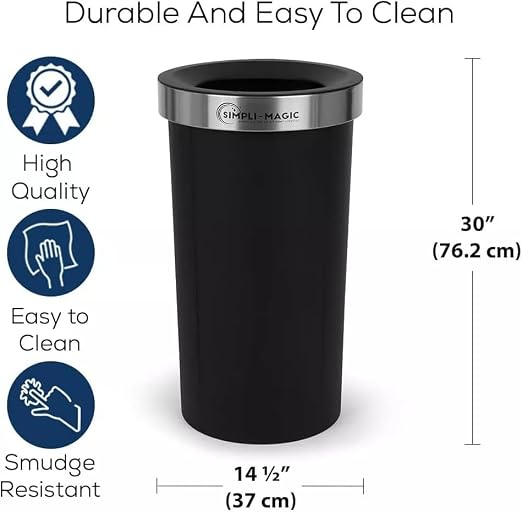 SIMPLI-MAGIC 16 Gallon Open Top Trash Can – Round Commercial Trash Can – - Image 4