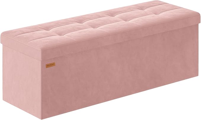 Folding Storage Ottoman, Velvet Storage Bench, Removable Divider, by Liveinacomfortablehome