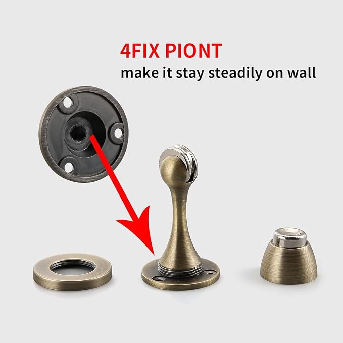 YAGU Door Stopper 1 Pack Magnetic, Zinc Alloy Brushed Bronze Door Stops Catch - Image 4